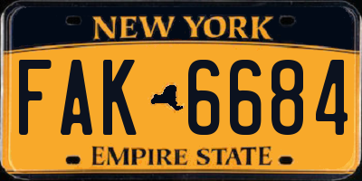 NY license plate FAK6684