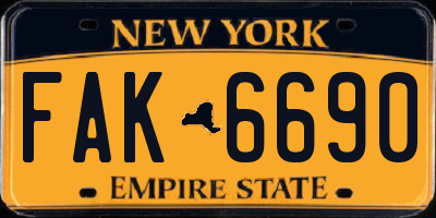 NY license plate FAK6690
