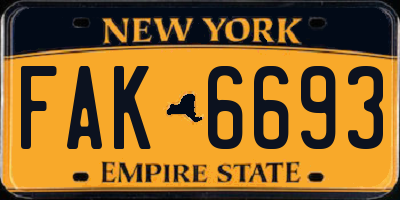 NY license plate FAK6693