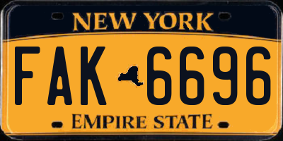 NY license plate FAK6696