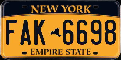 NY license plate FAK6698