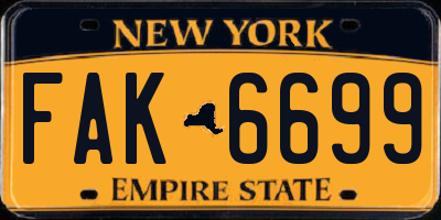 NY license plate FAK6699