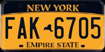 NY license plate FAK6705