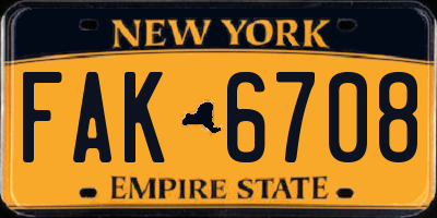 NY license plate FAK6708