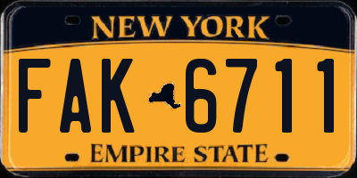 NY license plate FAK6711