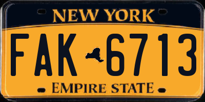 NY license plate FAK6713