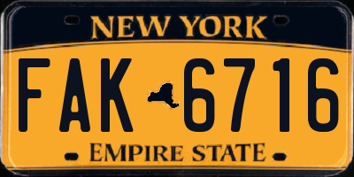 NY license plate FAK6716