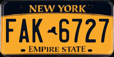 NY license plate FAK6727