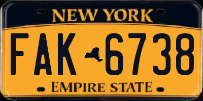 NY license plate FAK6738