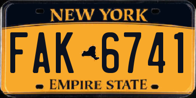 NY license plate FAK6741