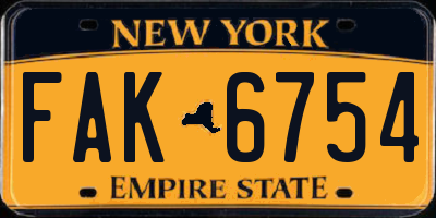 NY license plate FAK6754