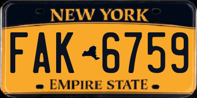 NY license plate FAK6759