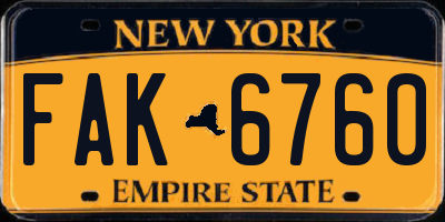 NY license plate FAK6760