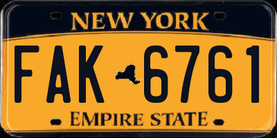 NY license plate FAK6761