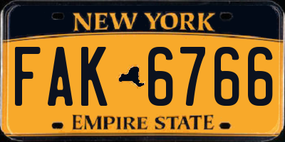 NY license plate FAK6766