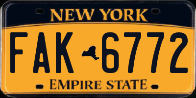NY license plate FAK6772
