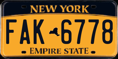 NY license plate FAK6778