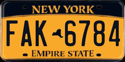 NY license plate FAK6784