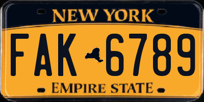 NY license plate FAK6789