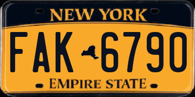 NY license plate FAK6790