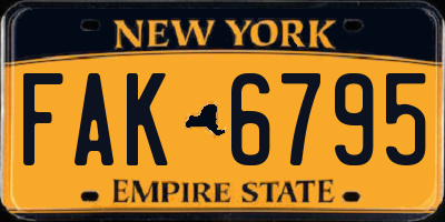 NY license plate FAK6795