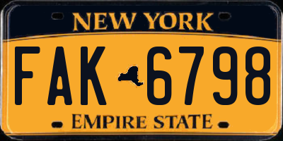 NY license plate FAK6798