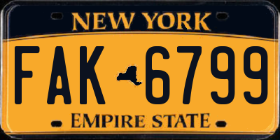 NY license plate FAK6799