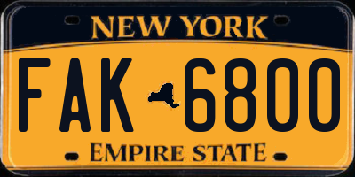 NY license plate FAK6800