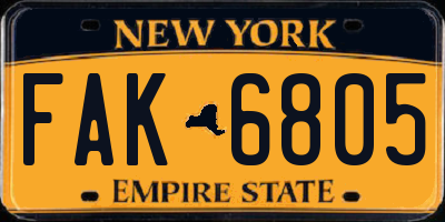 NY license plate FAK6805