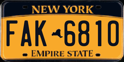 NY license plate FAK6810