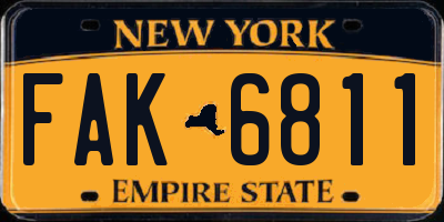 NY license plate FAK6811