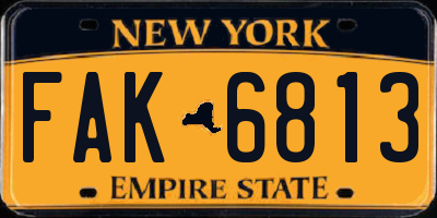 NY license plate FAK6813
