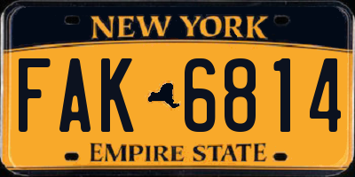 NY license plate FAK6814
