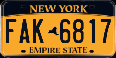 NY license plate FAK6817