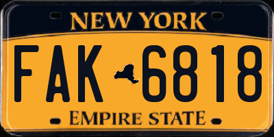 NY license plate FAK6818
