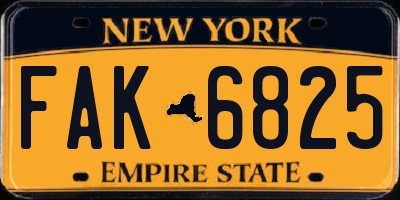 NY license plate FAK6825