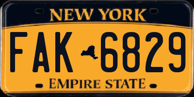 NY license plate FAK6829