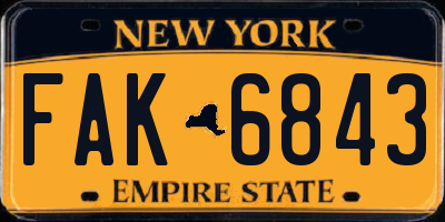 NY license plate FAK6843