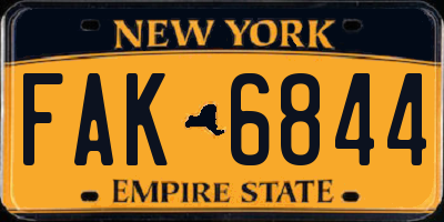 NY license plate FAK6844