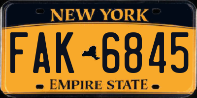 NY license plate FAK6845