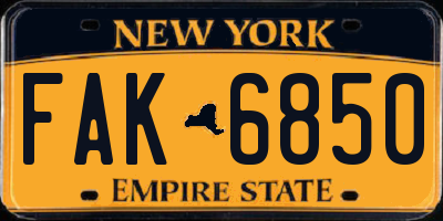 NY license plate FAK6850