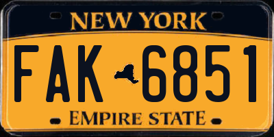 NY license plate FAK6851