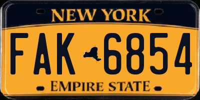 NY license plate FAK6854