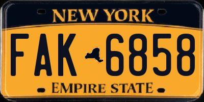 NY license plate FAK6858