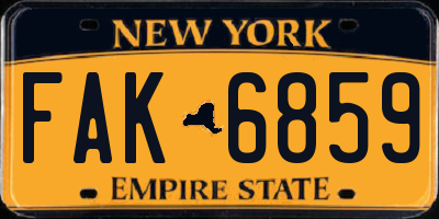 NY license plate FAK6859