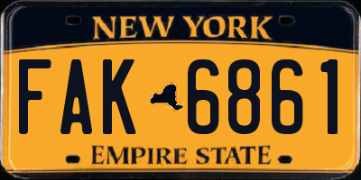 NY license plate FAK6861