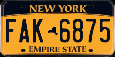 NY license plate FAK6875