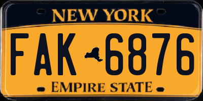 NY license plate FAK6876