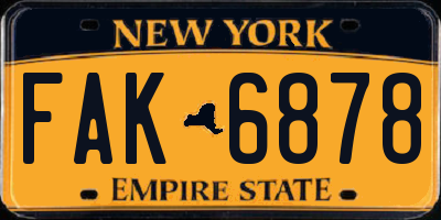 NY license plate FAK6878