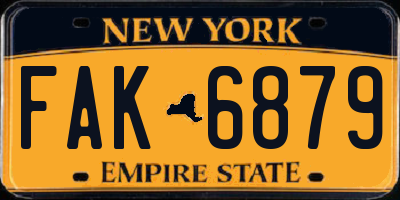 NY license plate FAK6879